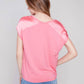 Charlie B - Satin Knit Combo V-Neck Top