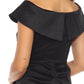 Joseph Ribkoff - Off-shoulder Pleated Faux Wrap Sheath Dress