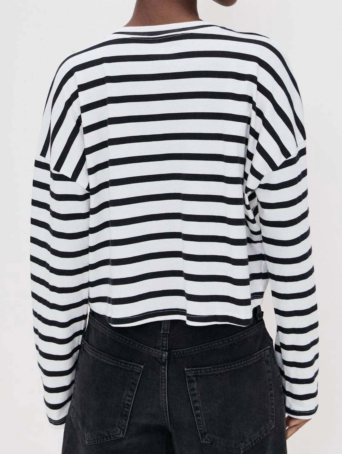 Askk Ny - Cropped Long Sleeve Stripe Tee
