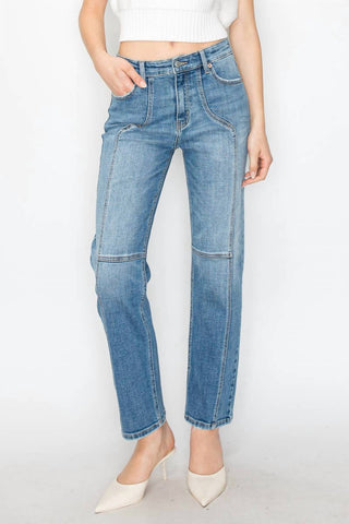 Artemis Vintage - Western Detailed High Rise Straight Jeans