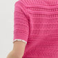 Entro - Solid Pointelle Sweater Knit Top