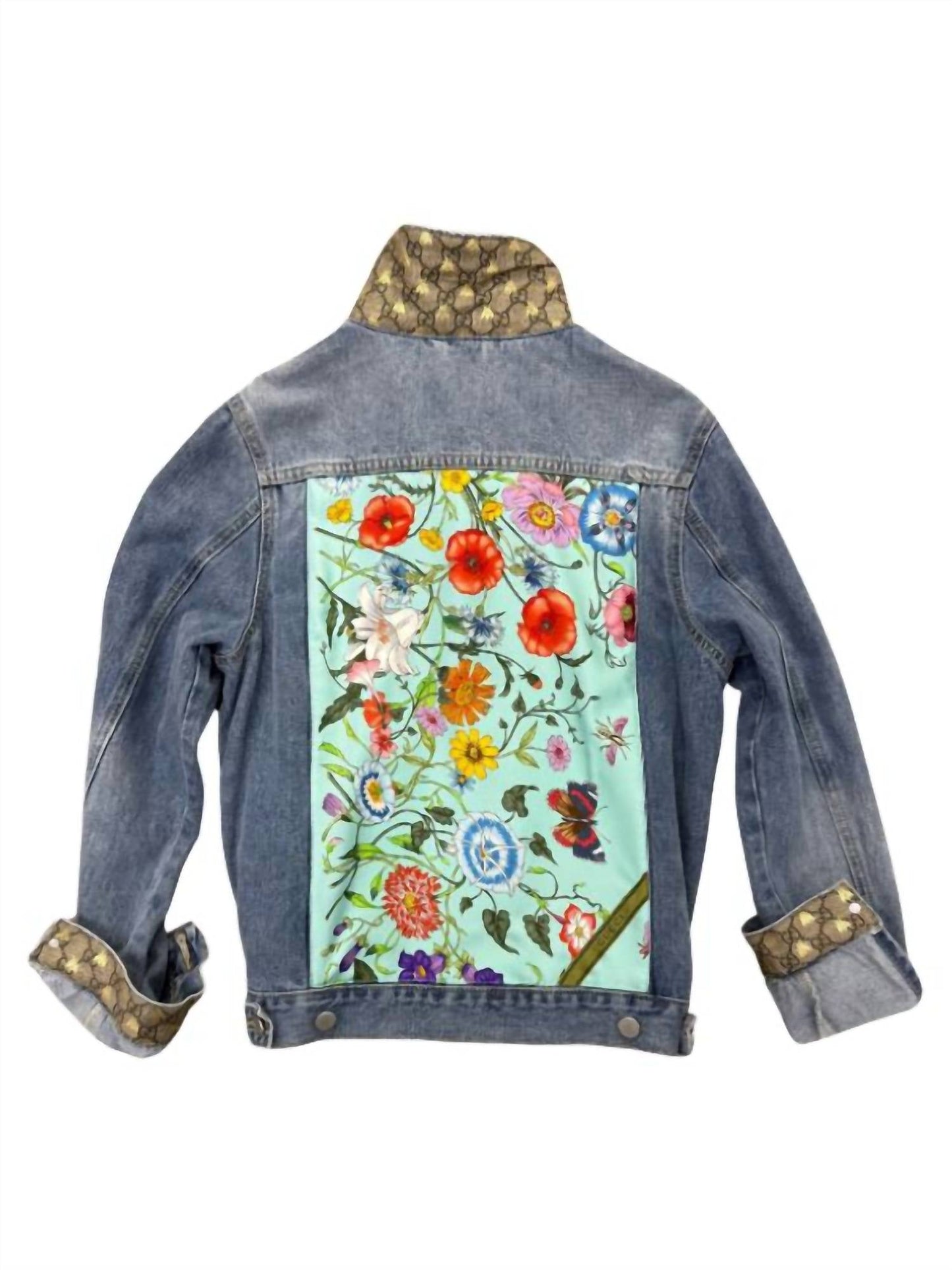 Elevazione Elevate Thyself - Women's Gucci Floral Silk Scarf Denim Jacket