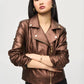 Joseph Ribkoff - Metallic Faux Leather Biker Jacket