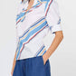 Current Air - Diagonal Stripe Split Neck Blouse
