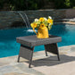 Outdoor Wicker Side Table With Rectangular Tabletop - Gray