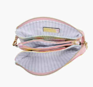 Jen &amp; Co. - Bolsa tiracolo feminina em couro de crocodilo com tie-dye