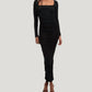 Good American - Ruched Square-neck Maxi Dress