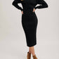 Bluivy - Women's V Neck Ribbed Knit Sweater Midi Dress