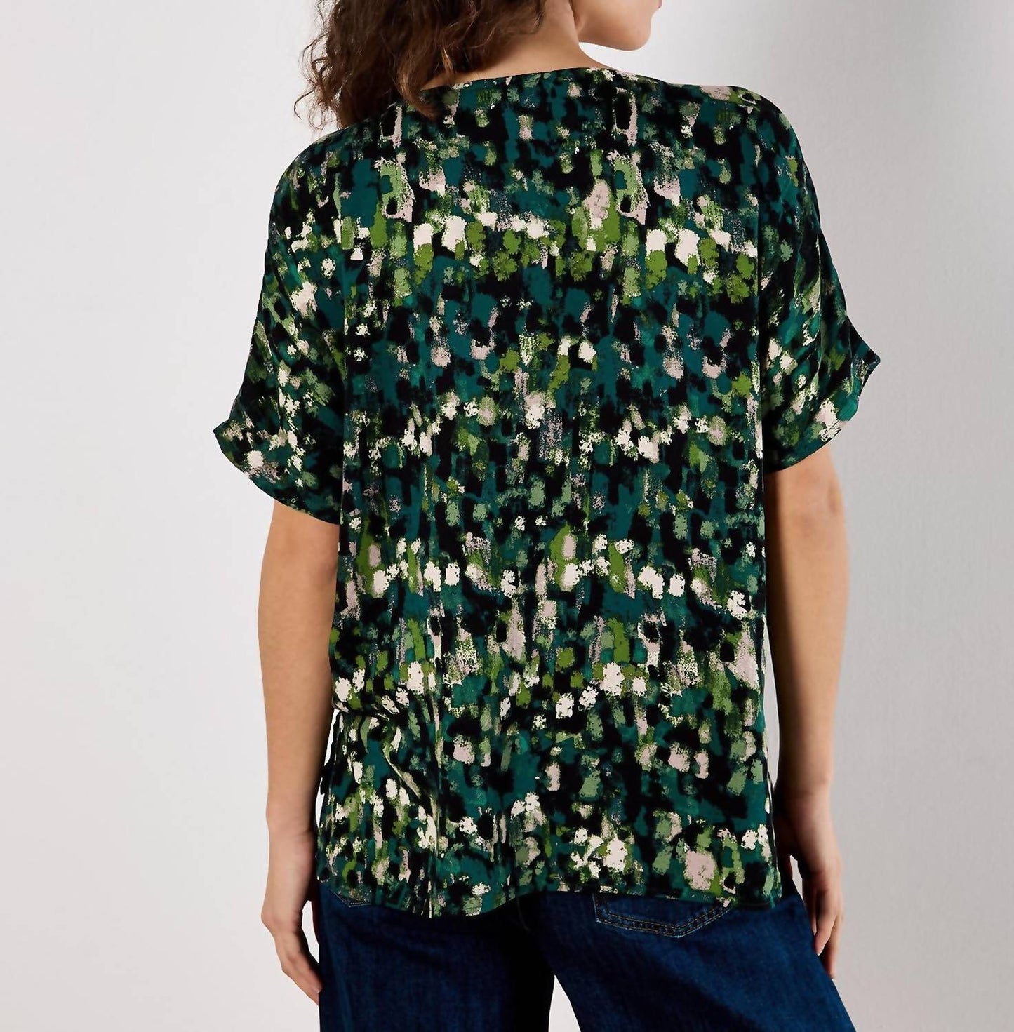 Apricot - Abstract Brushstroke Woven Top