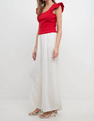 2.7 August Apparel - Blusa de malha canelada com decote em U