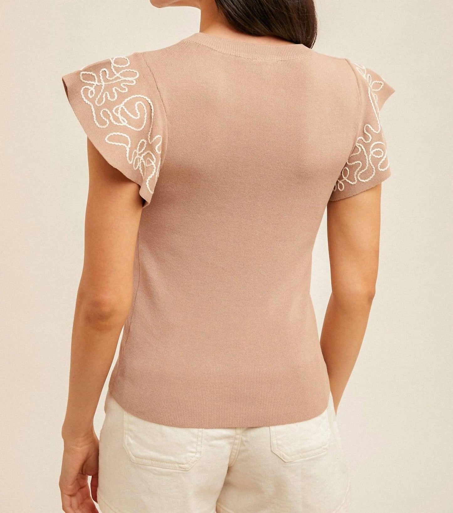 Hem & Thread - Atlas Embroidered Ruffle Sleeve Sweater