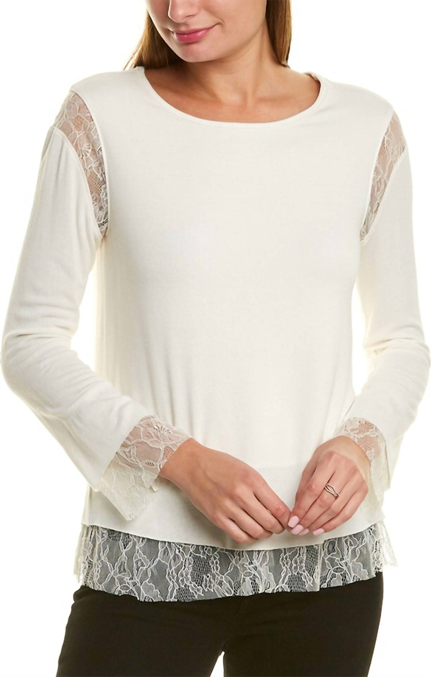 Bailey 44 - ISABEL FLORAL LACE-TRIM PULLOVER TOP SHIRT