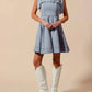 Trendsi - So Me A Line Fit And Flare Diamond Bow Ribbon Denim Dres