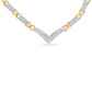 10K Yellow and White Gold 1.0 Cttw Round and Princess cut Diamond "V" Shape Statement Necklace (I-J Color, I1-I2 Clarity)