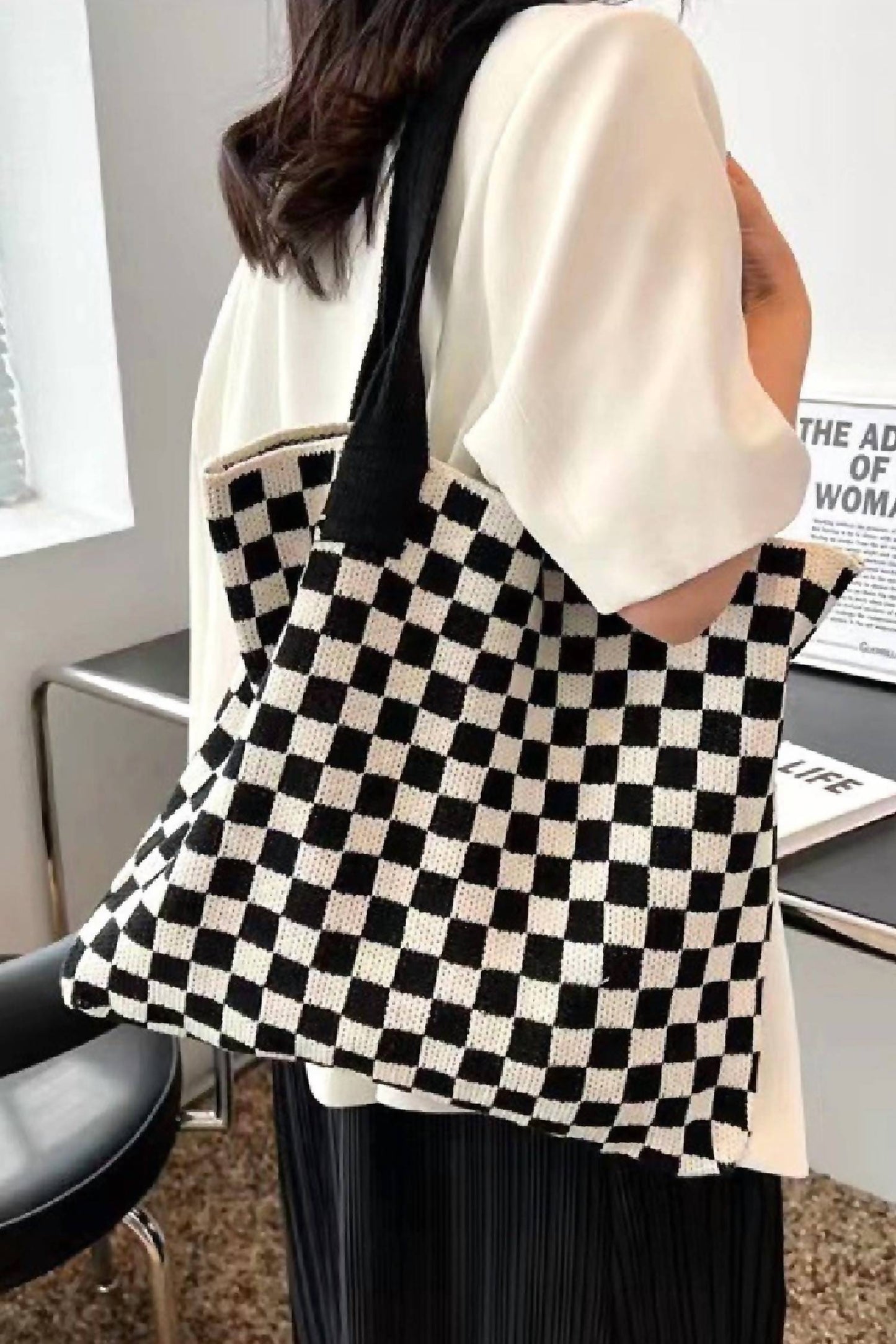 Zenana - Retro Check Tote Bag
