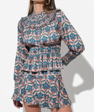 Adelyn Rae - Melodie Smocked Waist Mock Neck Blouse