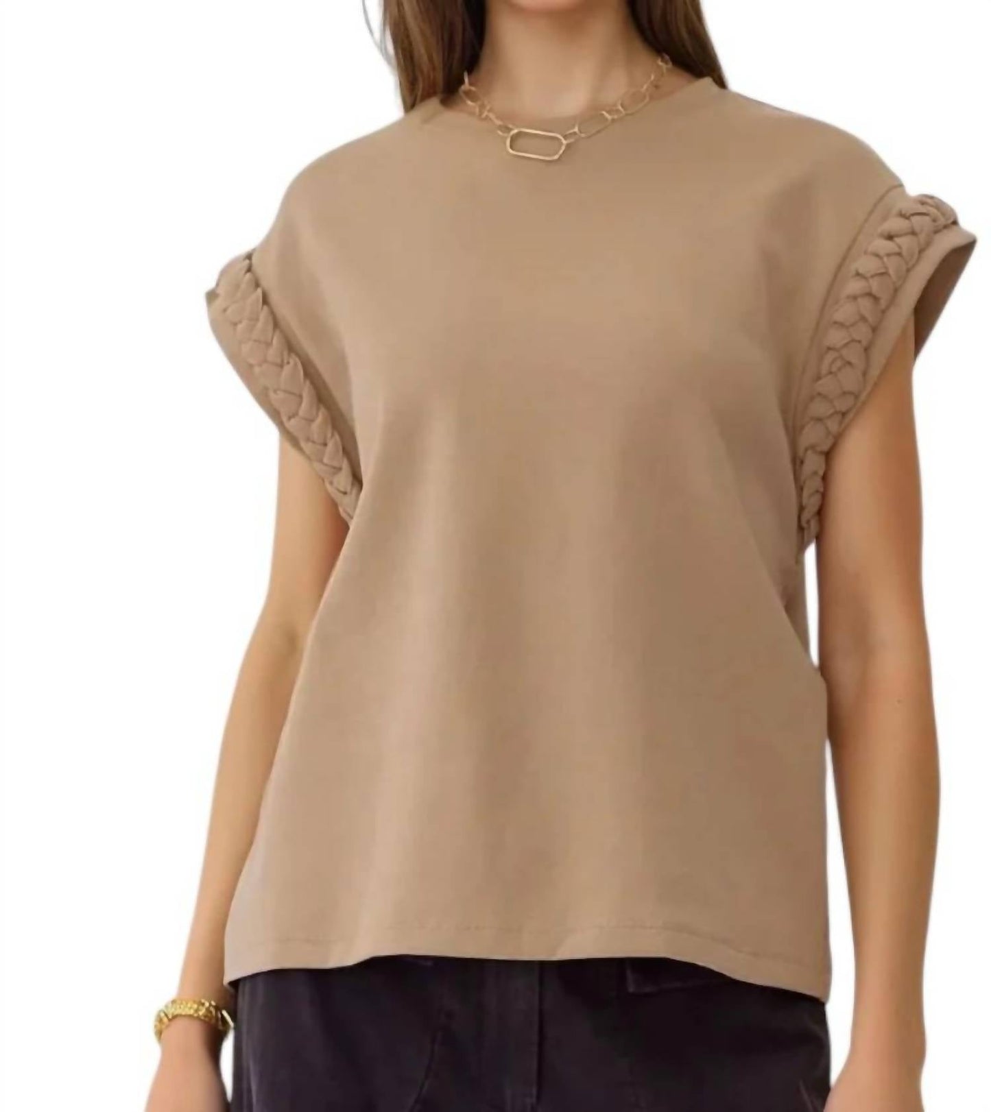 Entro - Vada Braided Detail Cap Sleeve Top