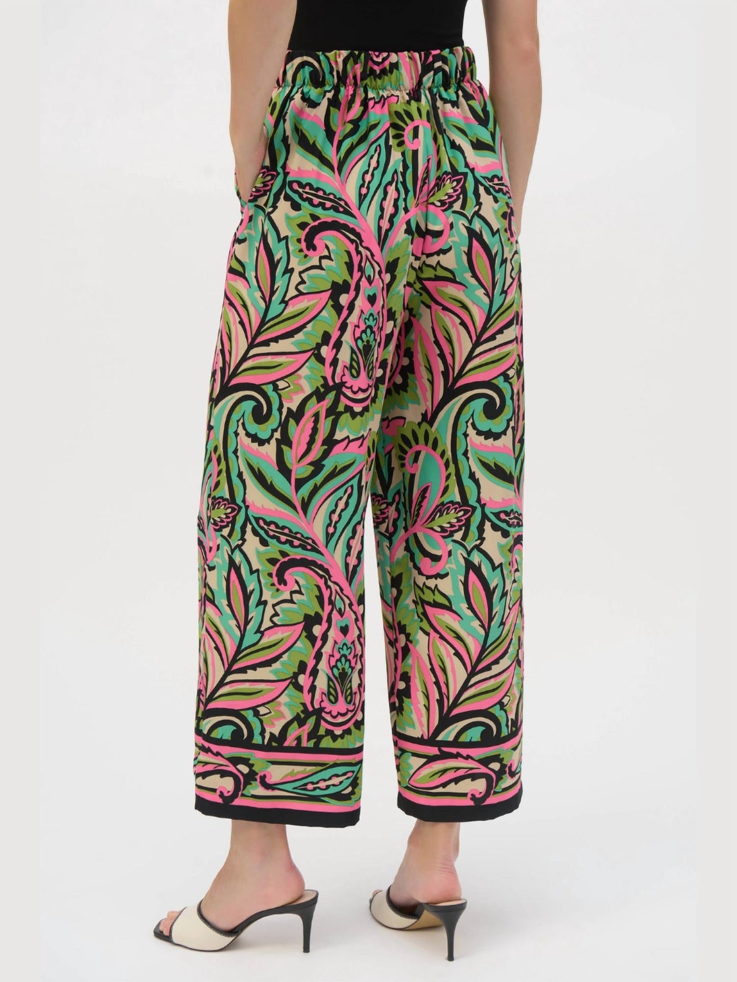 Joseph Ribkoff - Woven Paisley Print Wide-Leg Pants