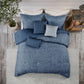 7 Piece Printed Seersucker Comforter Set Navy King