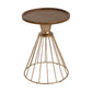 Hollow Edge Retro Art Pine Side Table with Antique Gold and Natural Color
