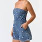 Blue Blush - Floral Embroidered Strapless Romper
