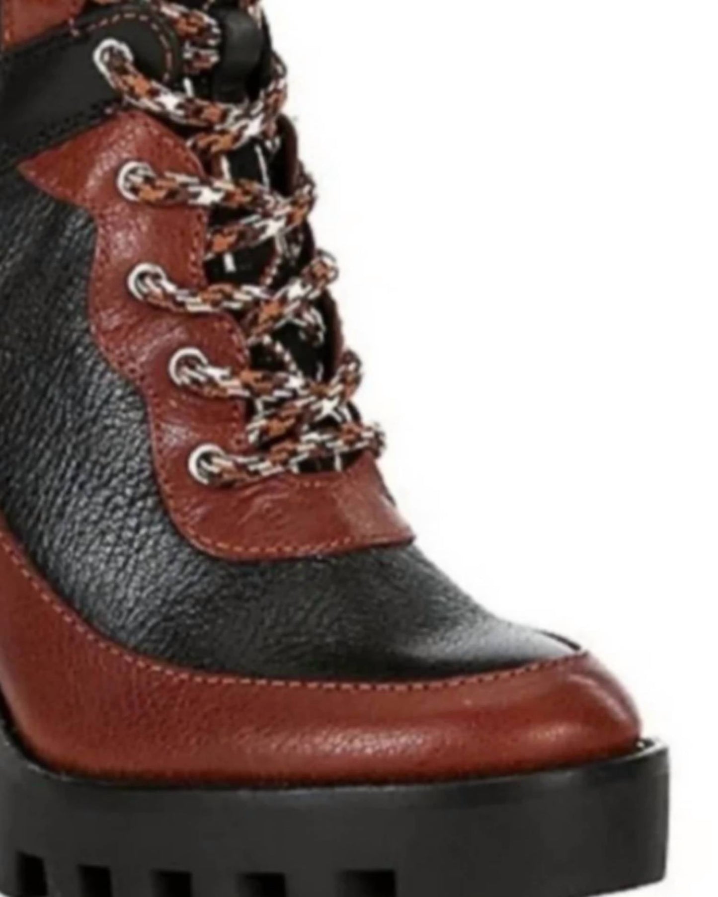 Antonio Melani - Women's Penn Leather And Fabric Lug Solebooties Block Heel