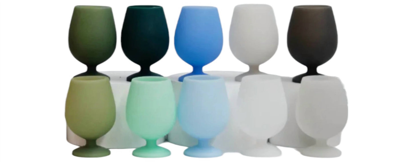 Porter Green - Conjunto de 4 taças de vinho flutuantes e inquebráveis ​​de silicone Stemm