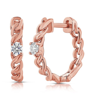 Diana M Jewels - Brincos Huggie de 1,92 gr com diamantes de 0,12 ct