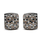 Black Rhodium Plated 18K White Gold 12 5/8 Cttw Multi Color Diamond Square Domed Huggie Hoop Earrings  (Brown, Black, G-H Color, SI1-SI2 Clarity)