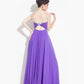 Rachel Allan - Beaded Sheer Neck Chiffon Prom Gown