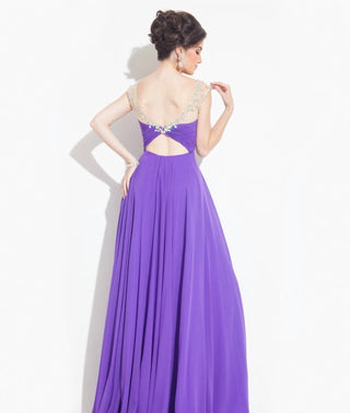 Rachel Allan - Beaded Sheer Neck Chiffon Prom Gown