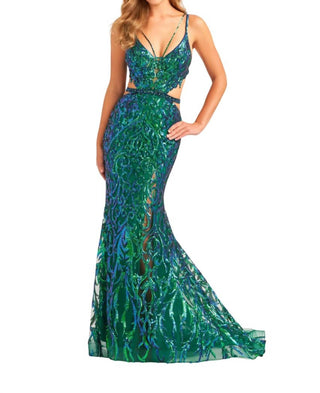 Ellie Wilde - Cut-out Long Sequin Prom Dress