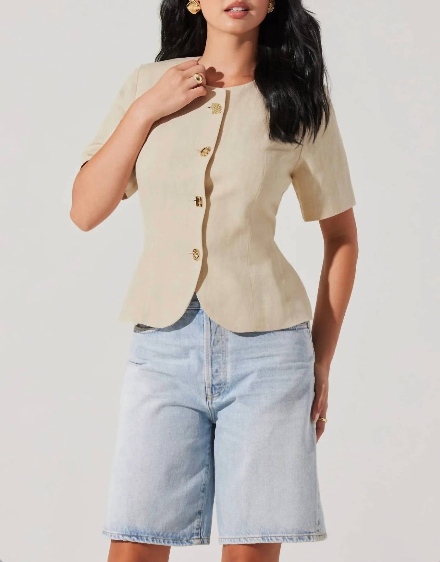 Astr - Saige Cutaway Linen Blend Jacket
