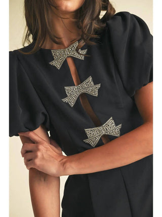 Endless Blu. - Rhinestone Bow Romper