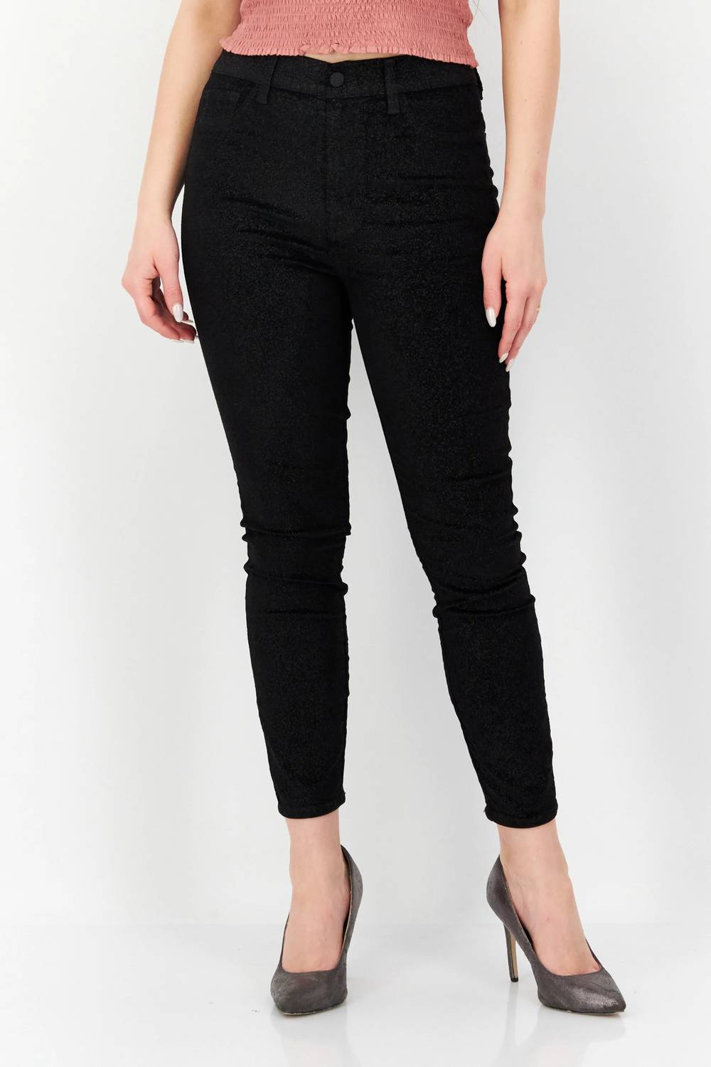 7 For All Mankind - Metallic Velvet Ankle Skinny High Rise Jean