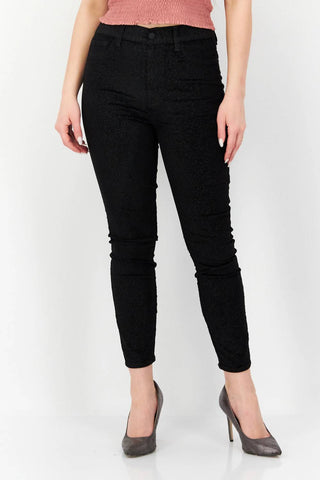 7 For All Mankind - Calça jeans skinny de veludo metálico com cintura alta