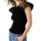 Steve Madden - Cecilie Crew Neck Short Sleeve Smocked Peplum Top