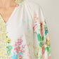 Entro - Floral Contrast Print V-Neck Blouse