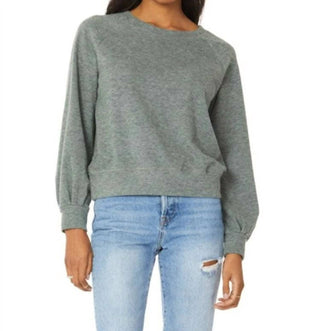Bobi - Pleat Sleeve Crew Neck Sweat Shirt