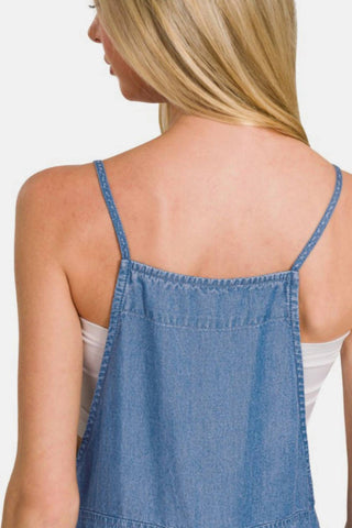 Zenana - Macacão jeans com alça ajustável