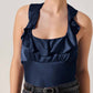 Astr - Morrigan Satin Ruffle Halter Top