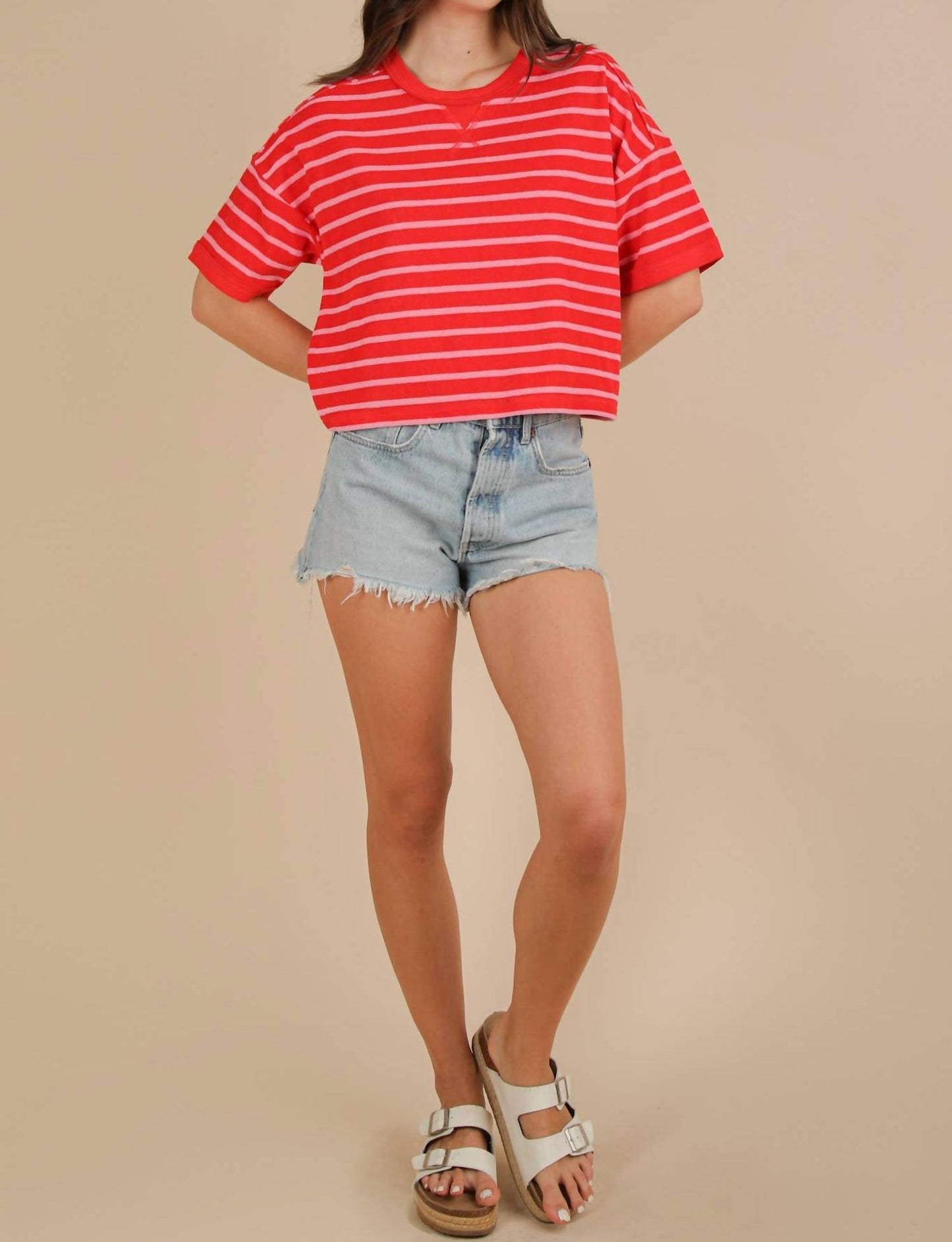 Very J - Oversized Stripe Casual Comfy Knit Top