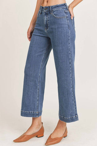 Risen - Calça Jeans de Cintura Alta e Perna Larga