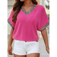 1 The Woman - Leopard Trim V-neck Top