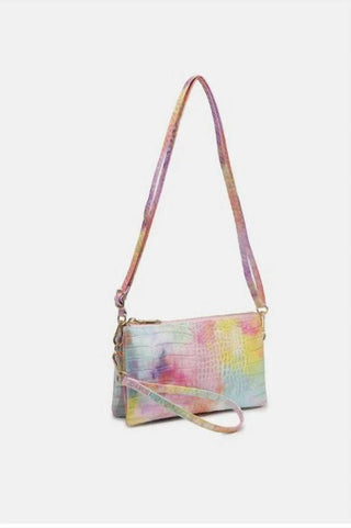 Jen &amp; Co. - Bolsa tiracolo feminina em couro de crocodilo com tie-dye