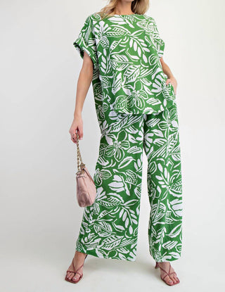 Easel - Tropical Popcorn Knit Pants - Plus