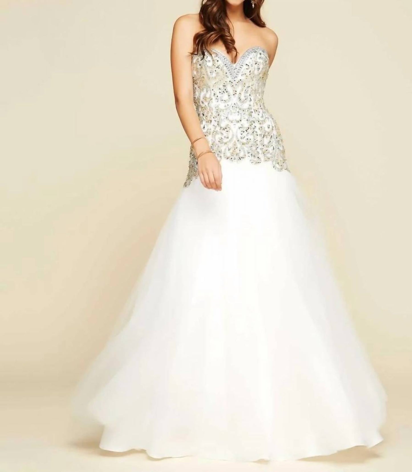 Mac Duggal - Rhinestones Embellished Ball Gown