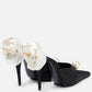 Magda Butrym - Women's Flower Heels Applique Embellished Satin Mules
