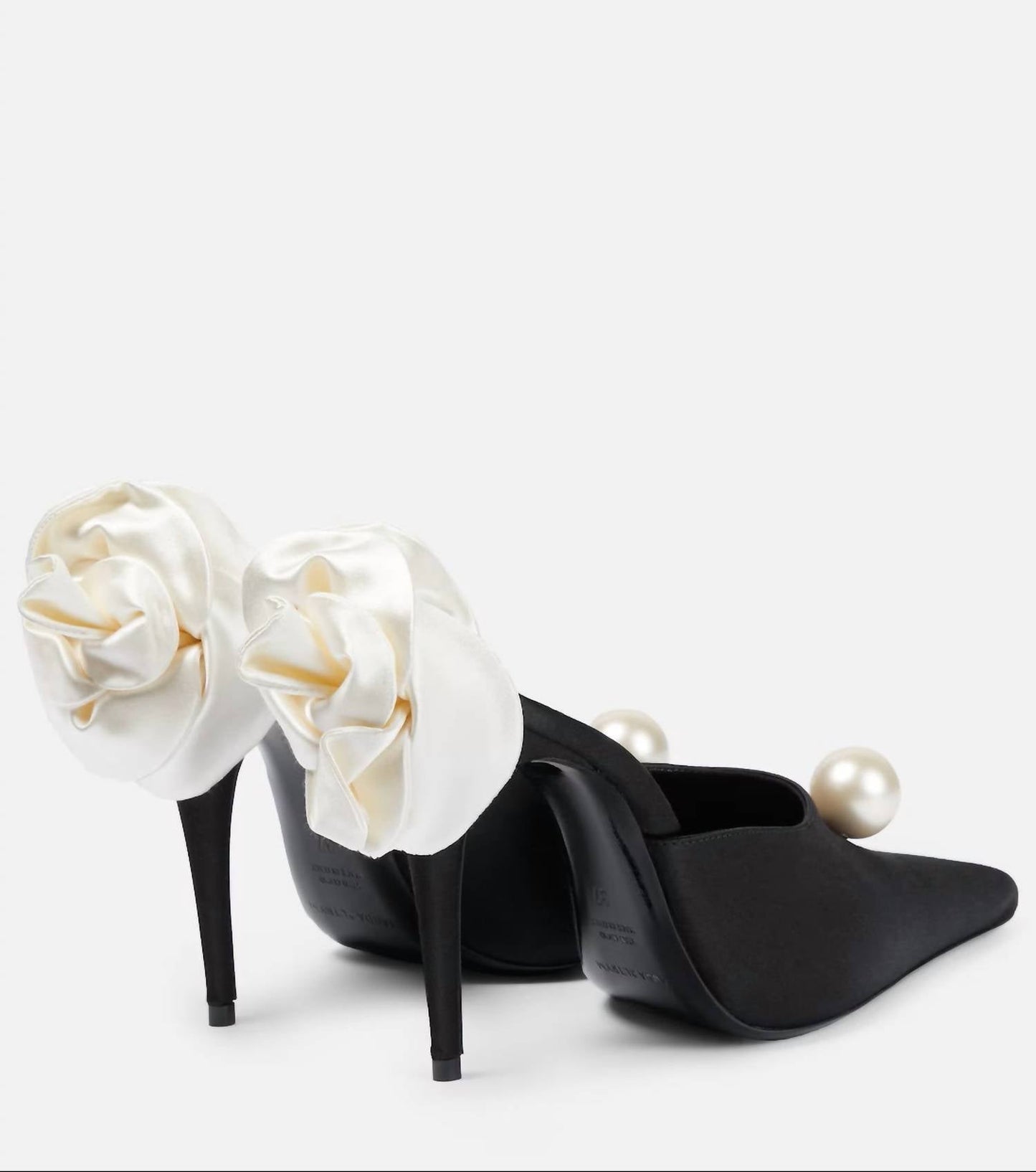 Magda Butrym - Women's Flower Heels Applique Embellished Satin Mules