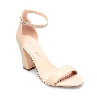 Madden Girl - Women's Leather Open Toe Ankle Strap Block Heels